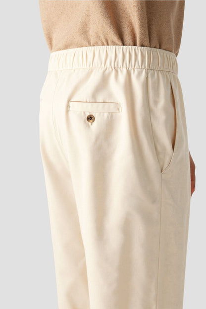 Pantalon Homme Beige Élastique avec Boutons de Ceinture
