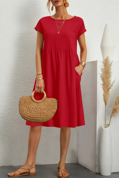 Robe Femme Décontractée avec Détails Brodés et Patchwork Coloré