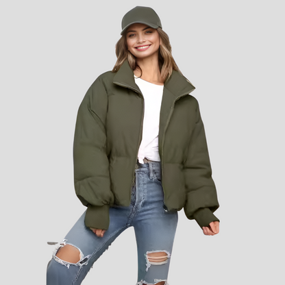Veste Doudoune Féminine Hiver Matelassée Col Montant