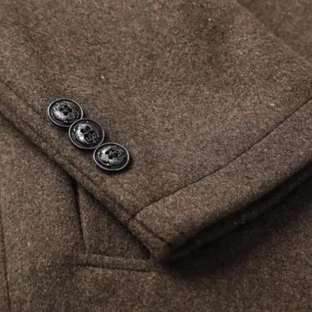 Manteau Homme Hiver au Col Montant en Laine