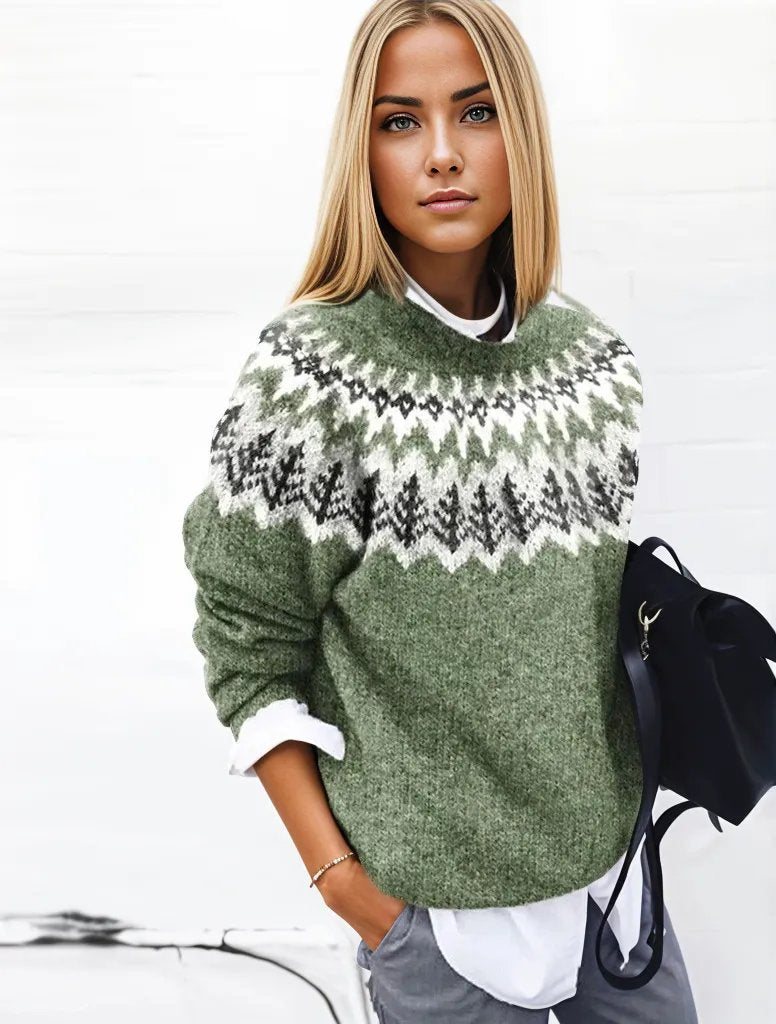 Pull Femme Laine Verte à Carreaux Écossais - PanierRoyale