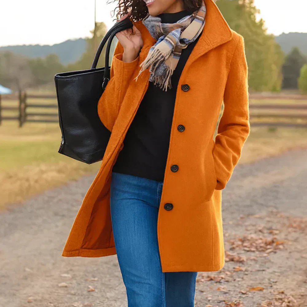 Manteau Femme Hiver Long Élégant avec Boutons