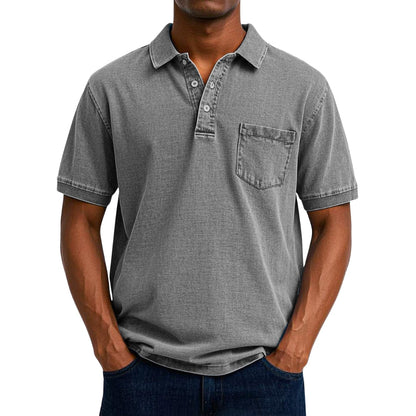 Chemise Homme Lin Coton avec Manches Courtes et Poche