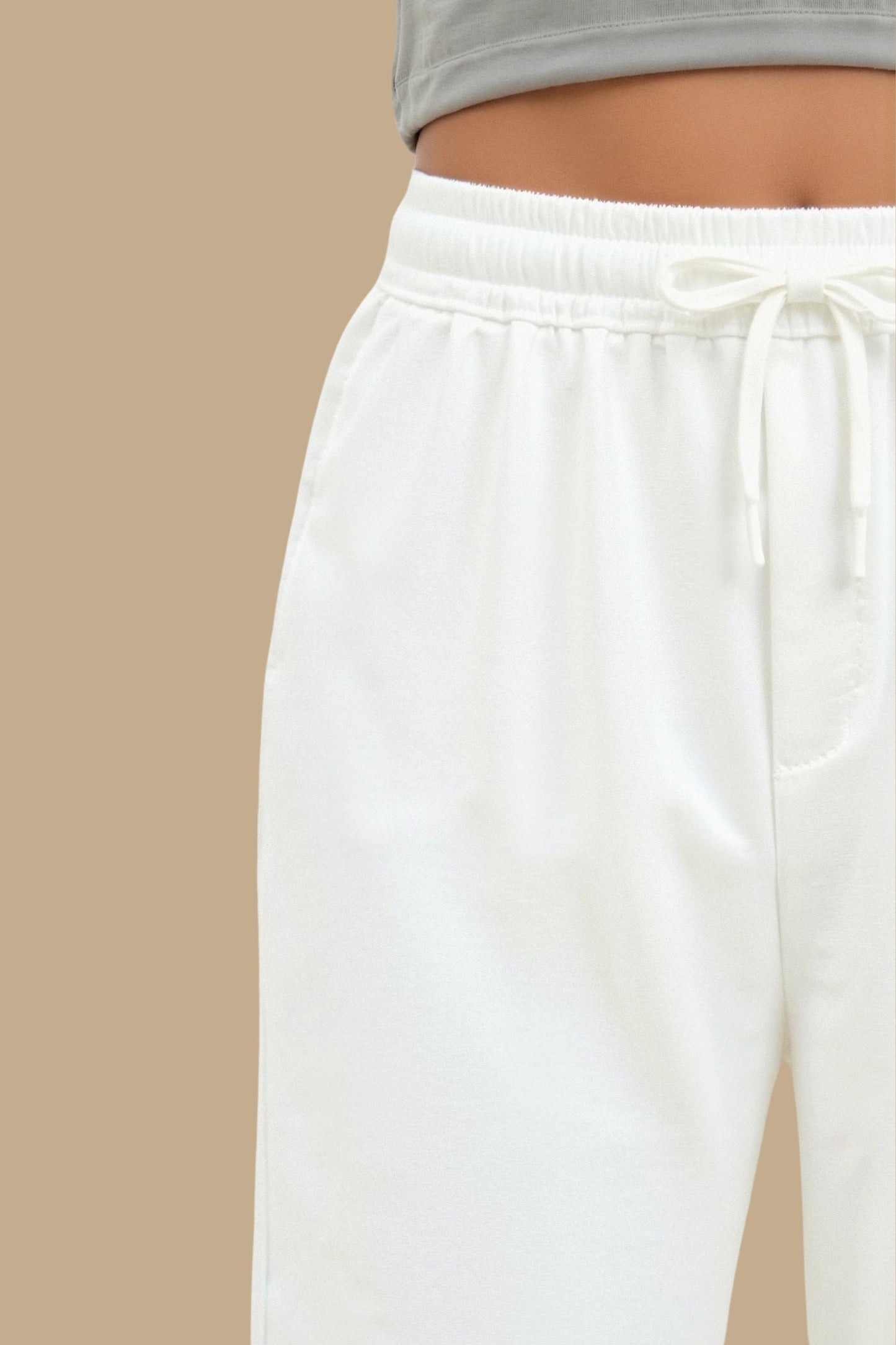 Pantalon Femme Élastique avec Cordon de Serrage