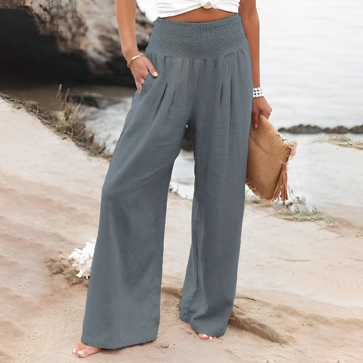 Pantalon Femme Confort avec Taille Élastique et Coupe Détendue