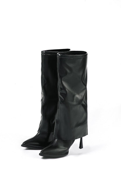 Bottines Noir Designer à Talon Haut et Look Oversize - BerlinGlamour