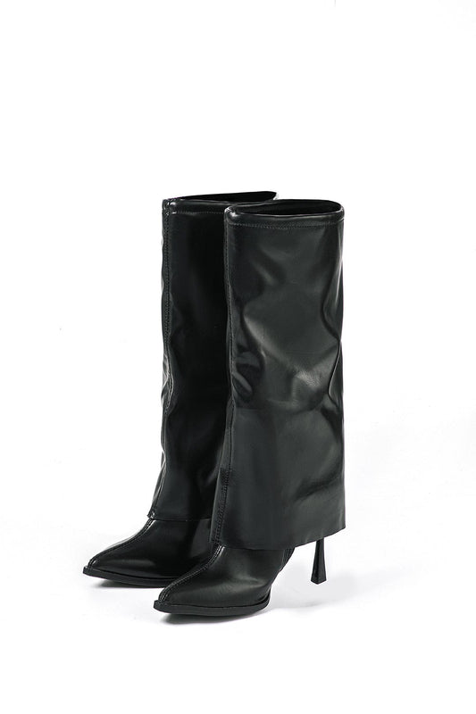 Bottines Noir Designer à Talon Haut et Look Oversize - BerlinGlamour