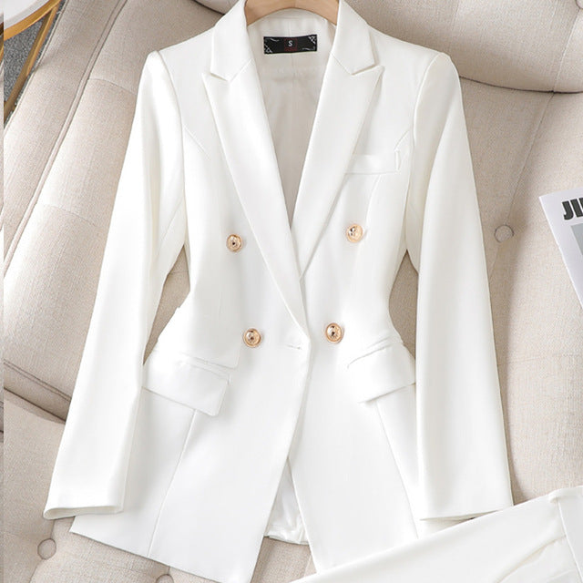 Ensemble Tailleur Femme Blazer Structuré et Pantalon Ajusté