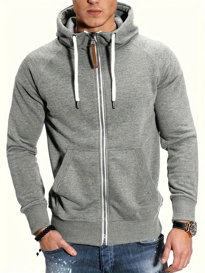 Sweat à Capuche Zippé Streetwear Homme Sport Chic