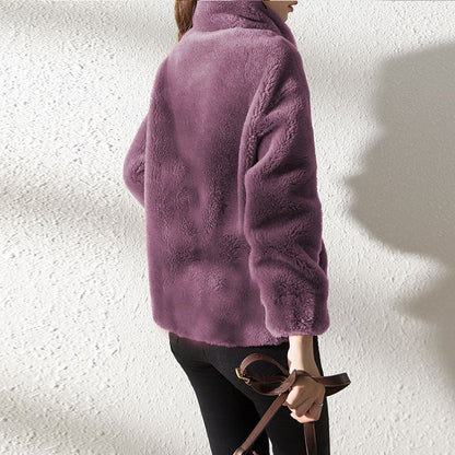 Veste Polaire Unisexe Double Face Matelassée Col Montant