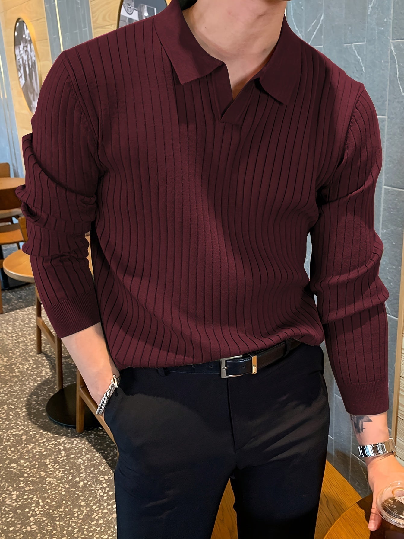 Pull Polo Homme Classique pour Travail et Loisirs