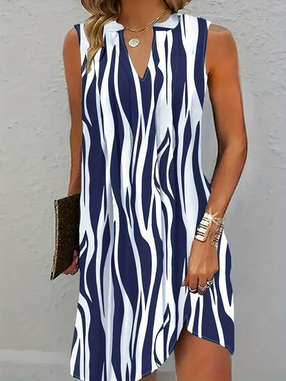 Robe Décontractée Été Sans Manches Rayée Féminine - PanierRoyale