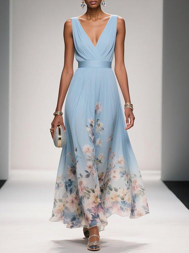 Robe Été Florale en Chiffon pour Femme