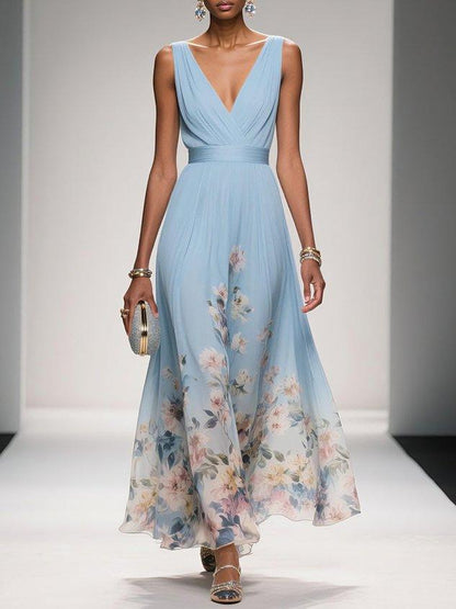 Robe Été Florale en Chiffon pour Femme