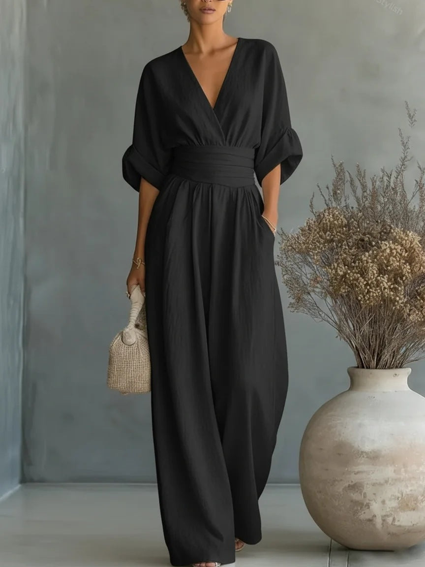 Combinaison Femme Fluide Décolleté V Coupe Large