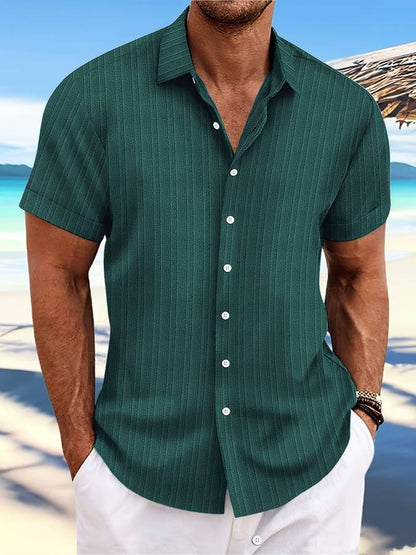 Chemise Homme Décontractée Rayée Manches Courtes