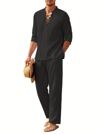Chemise Homme Noir Classique à Manches Longues