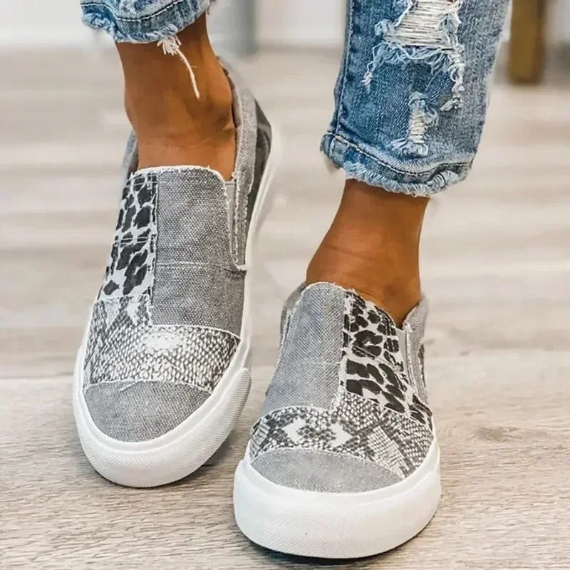 Baskets tendance à lacets avec imprimé léopard
