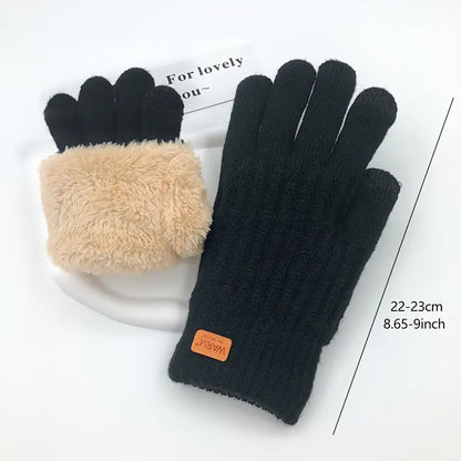 Gants Hiver Doublés Fourrure Chauds et Noir - PanierRoyale