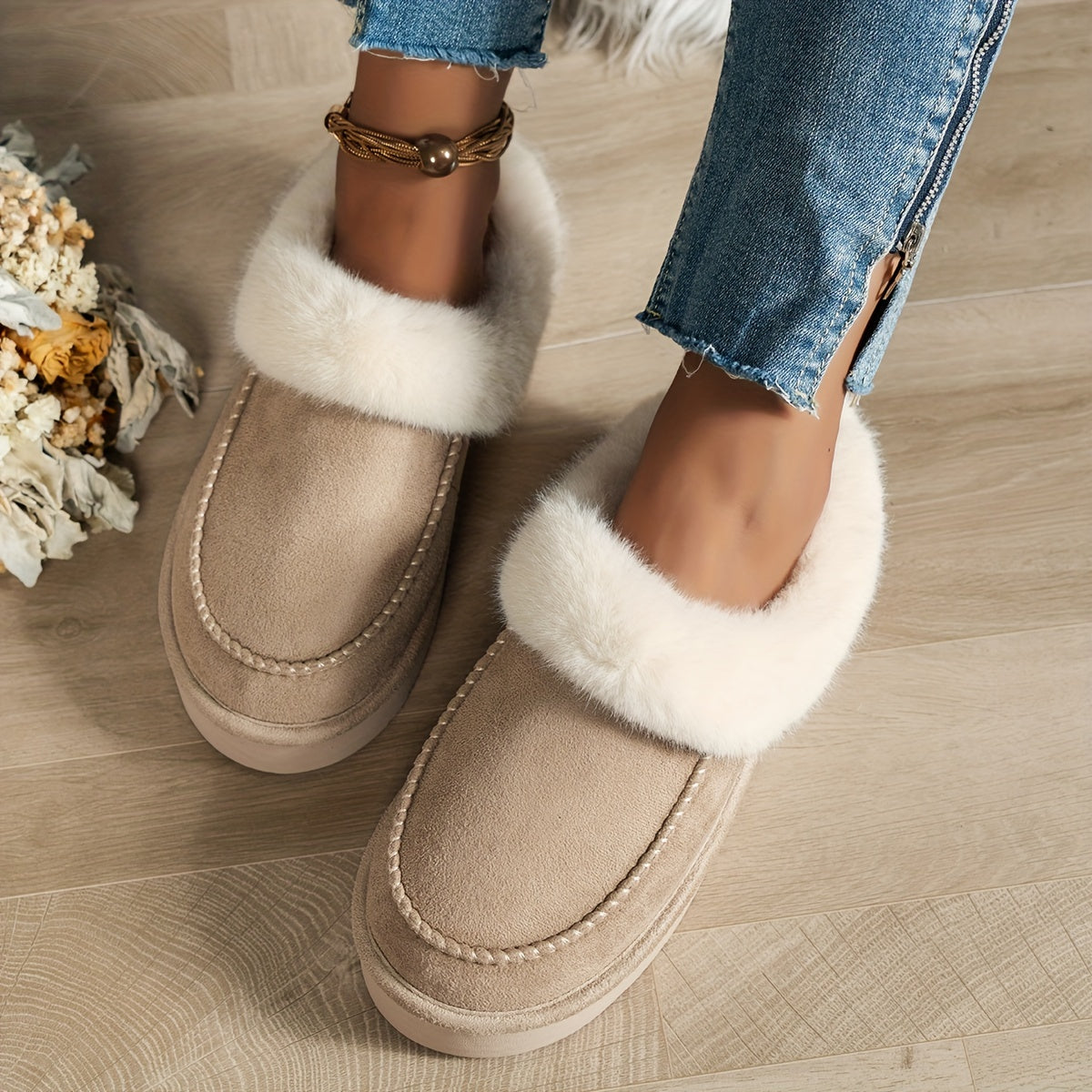 Chaussons Peluche Chauds et Confortables pour Femme et Homme