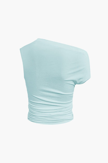 Top Épaule Uniquement & Mini Jupe Drapée pour Soirée Glamour