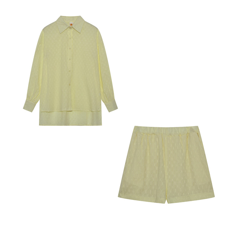 Ensemble Décontracté Femme : Blouse et Short en Coton Oversize