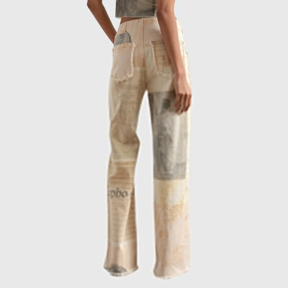 Jean Femme Haut de Gamme Taille Haute Imprimé
