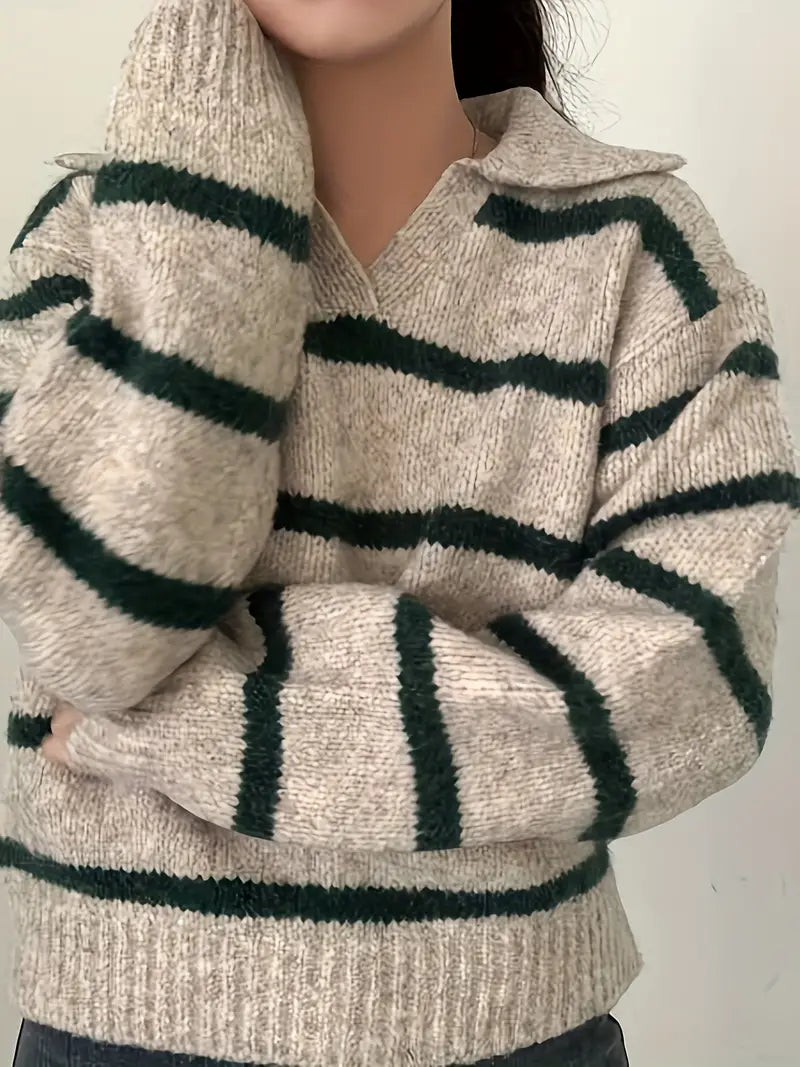 Pull En Maille Rayé Élégant pour Femme
