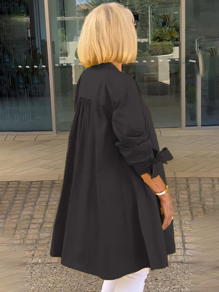 Veste Chemise Longue Coton Boutonnée Coupe Droite - vue 21