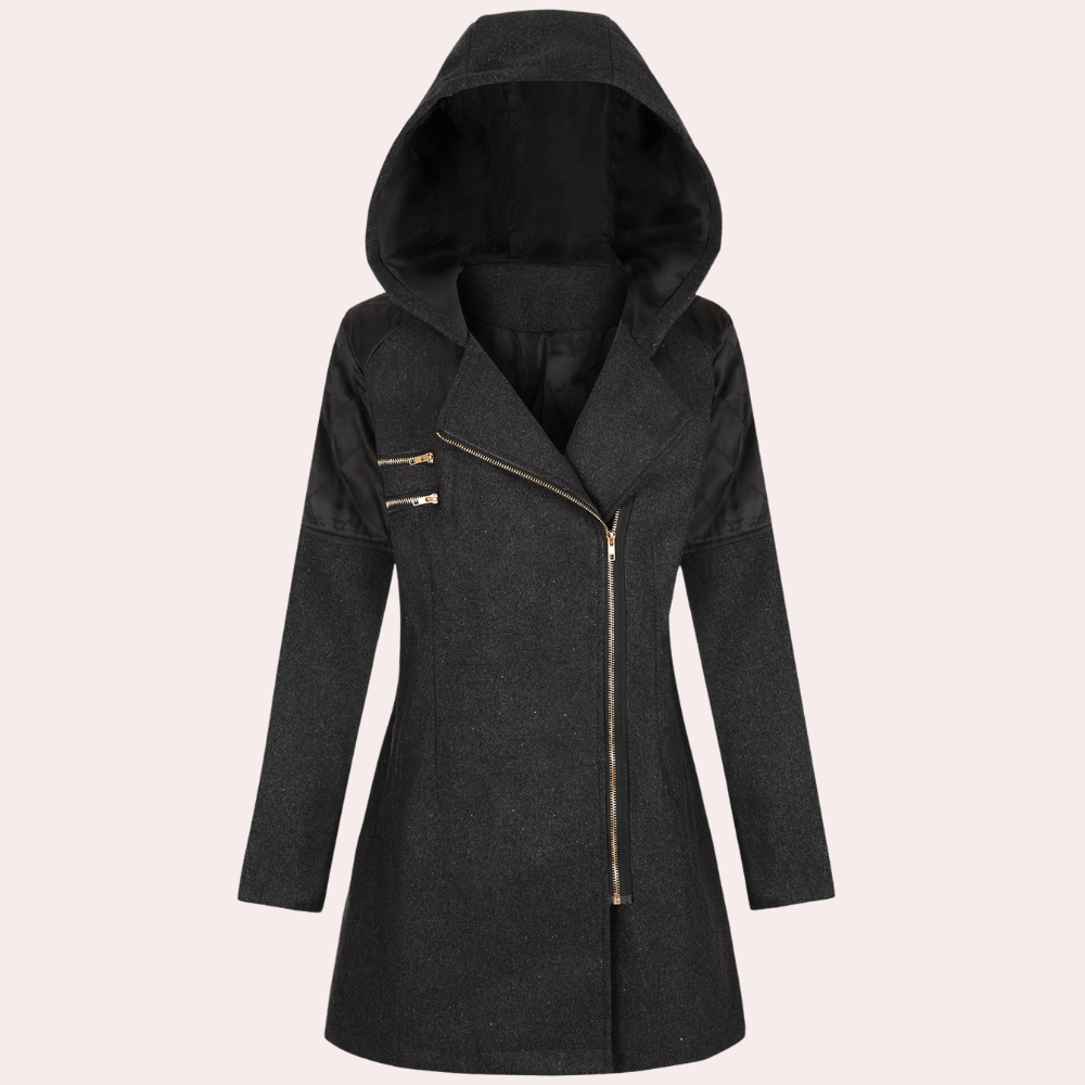 KEISY - Manteau moderne à capuche mi-long pour femmes