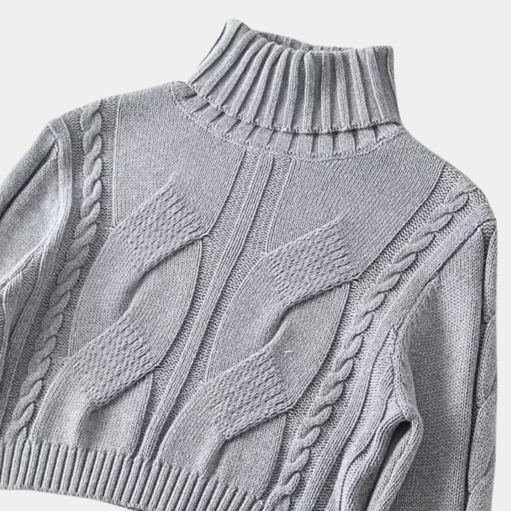 DONNA - Pull Crop Col Roulé Elégant pour Femmes