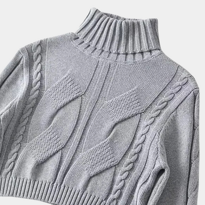 DONNA - Pull Crop Col Roulé Elégant pour Femmes