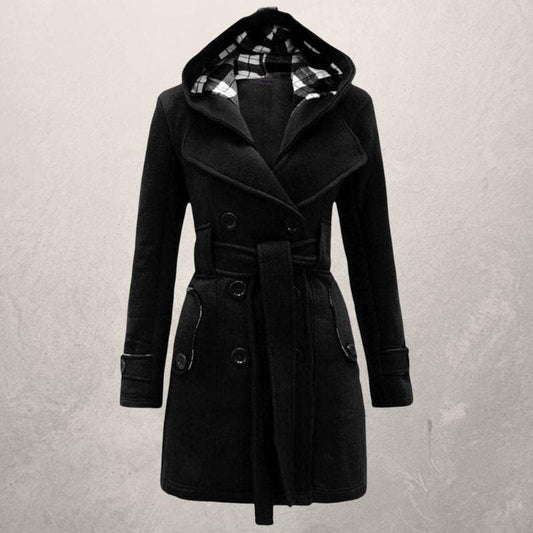 Manteau Élégant Hiver avec Capuche et Taille Cintrée - PanierRoyale