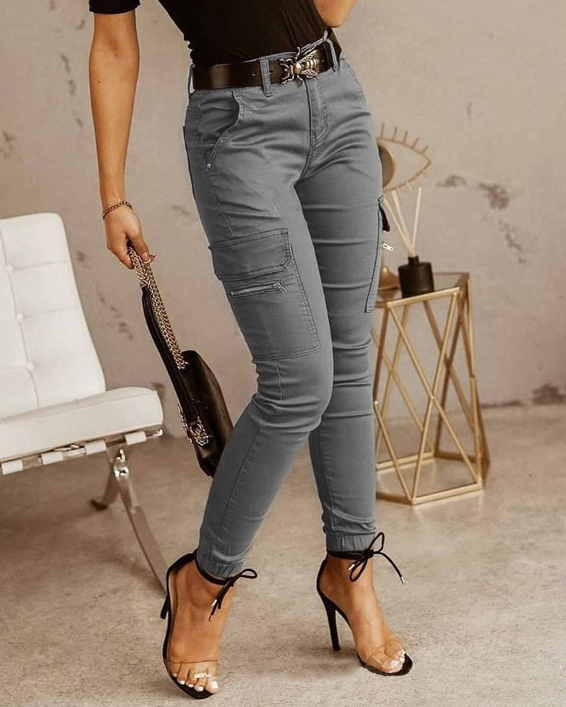 Pantalon Cargo Femme Comfort et Polyvalent Mi-Haut