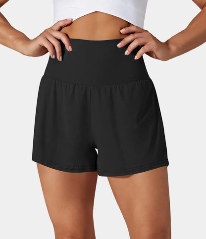 Shorts de Yoga 2 en 1 avec Poches pour Femme