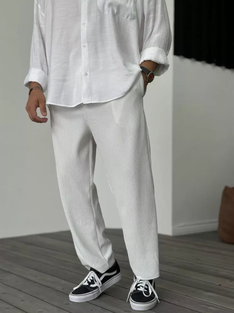 Pantalon Moderne à Rides pour Homme