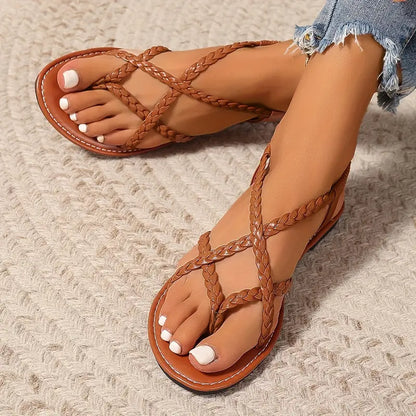 Sandales Plates Tressées pour Femme Printemps