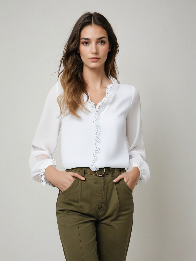 Chemisier Femme Manches Longues en Soie Élégant