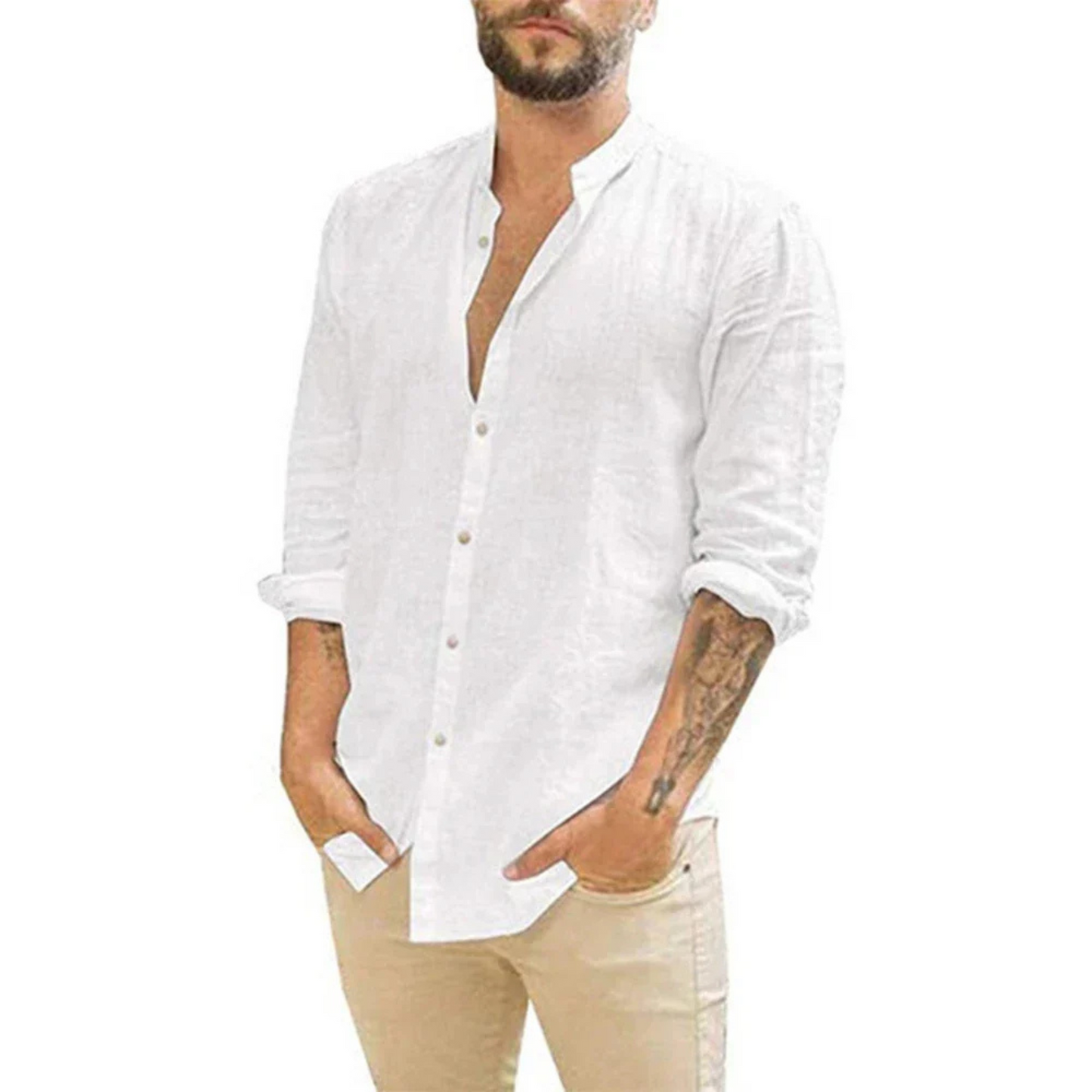 Chemise Homme Lin Coton Respirant Pour Été