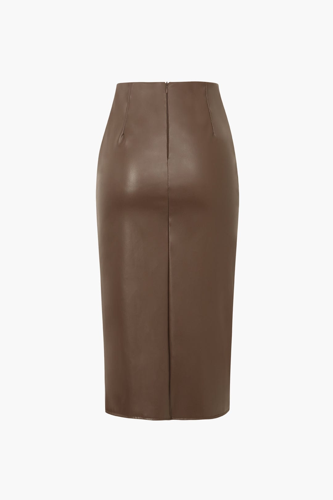Jupe en Cuir Synthétique Asymétrique Mi-Longue