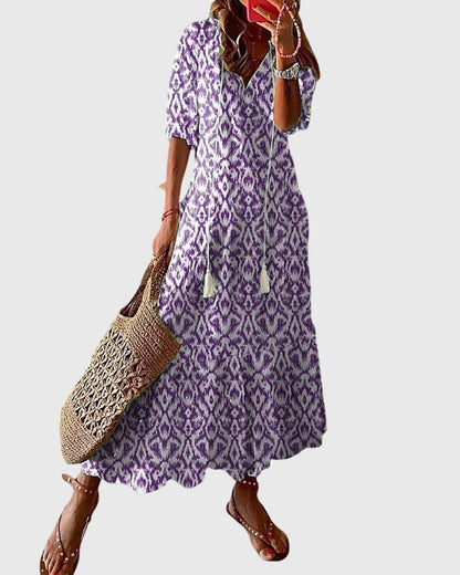 Robe Bohème Femme Décolleté en V Élégante