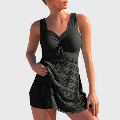 Maillot de bain deux pièces femme Tankini Dentelle Jupe Lien frontal