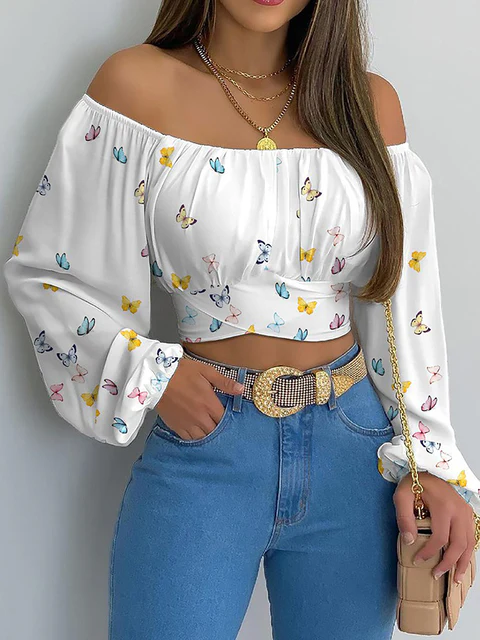 Blouse Femme Élégante en Blanc avec Manches Longues