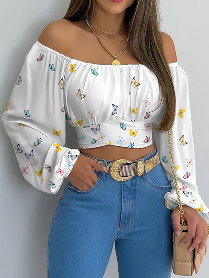 Blouse Femme Élégante en Blanc avec Manches Longues
