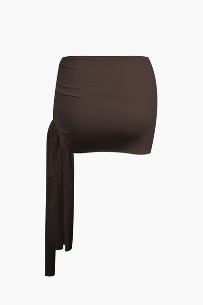 Top Épaule Uniquement & Mini Jupe Drapée pour Soirée Glamour