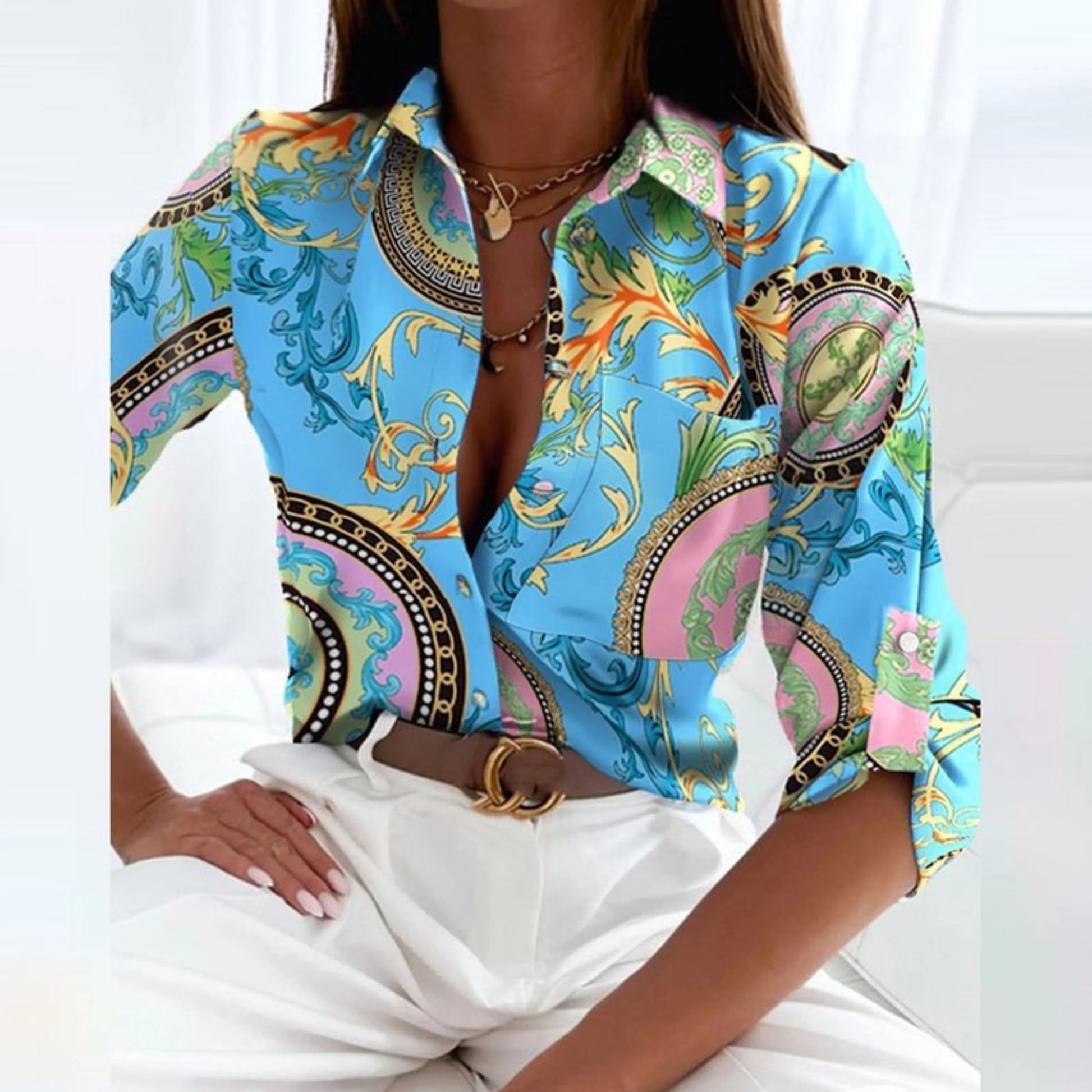 Femmes Chemisier Élégant Col Rond - luxestyle
