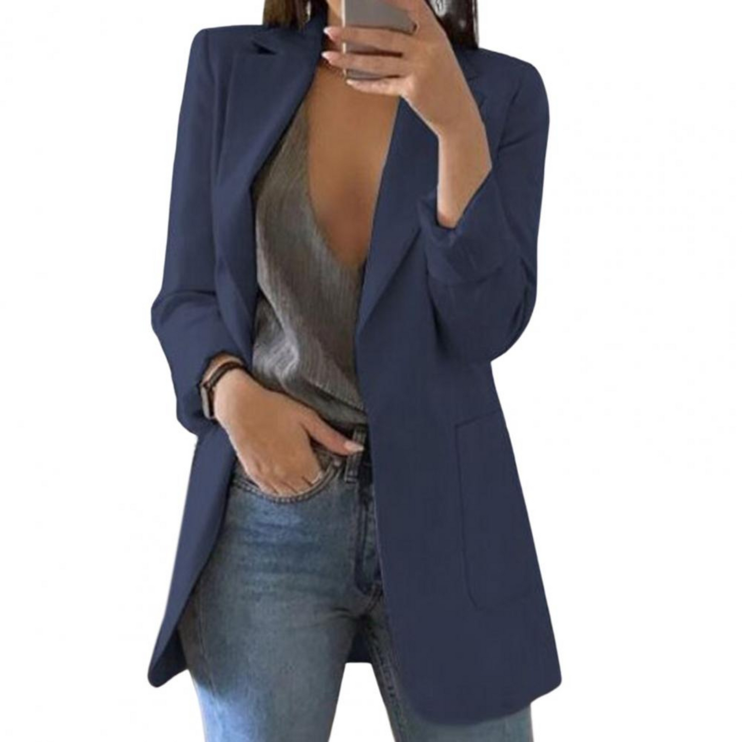 Veste Femme Élégante Sans Boutons Longue