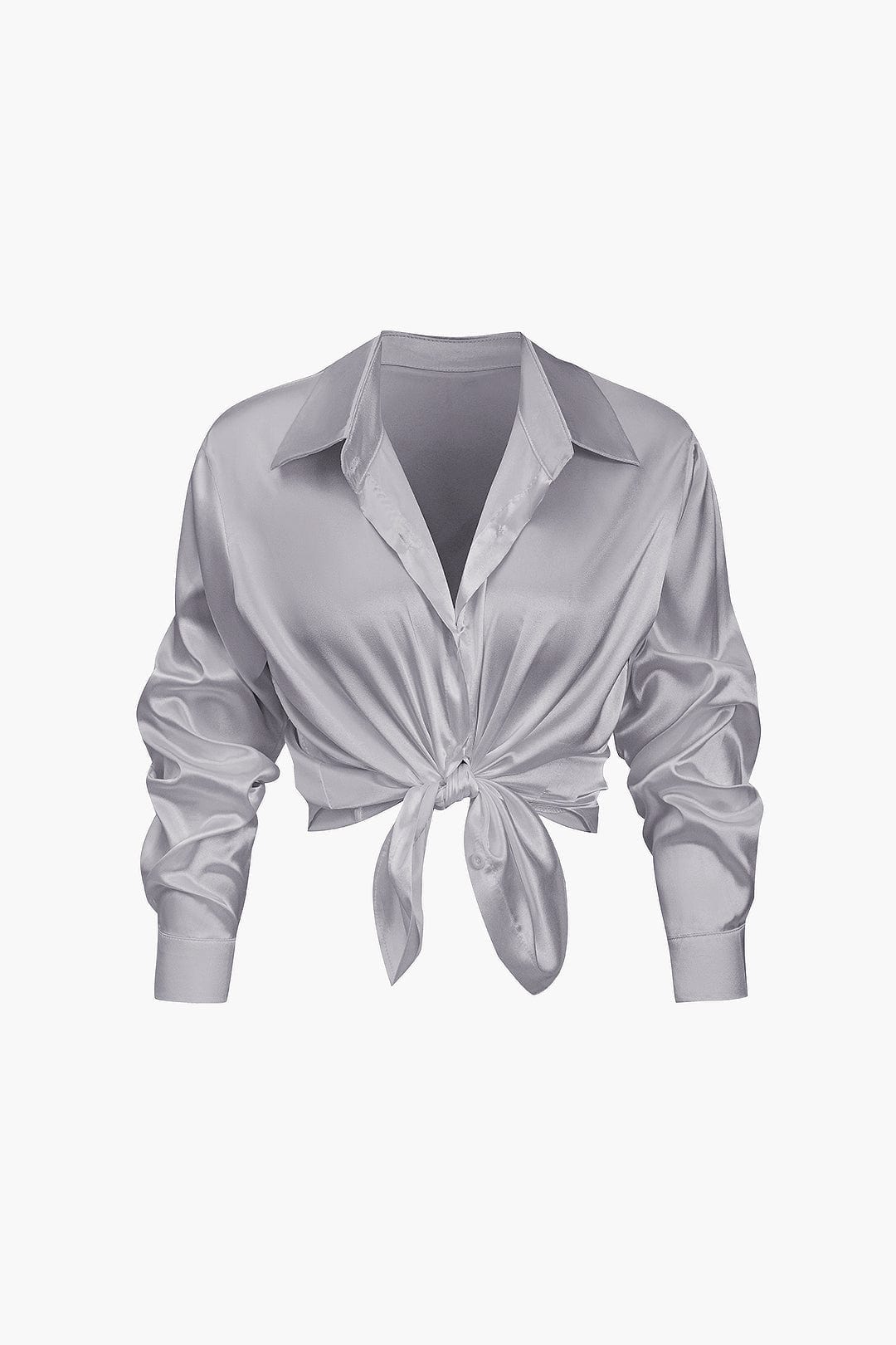 Blouse Élégante en Soie Satinée Longue Manche