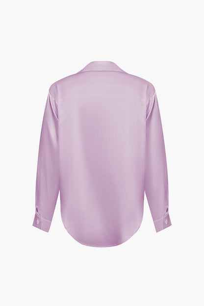 Blouse Élégante en Soie Satinée Longue Manche