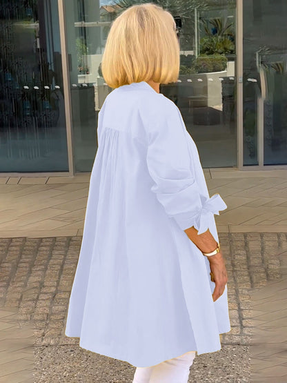 Veste Chemise Longue Femme Coton Boutonnée Coupe Droite